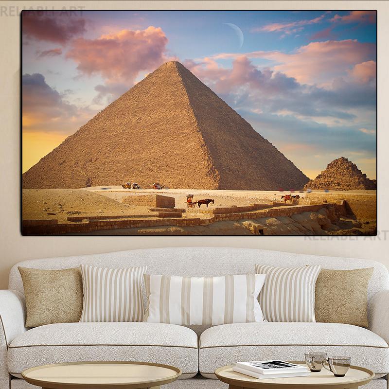 Ancient Civilization Egyptian Pyramids Canvas Painting Wall Art Landscape Posters and Prints for Living Room Home Decoration