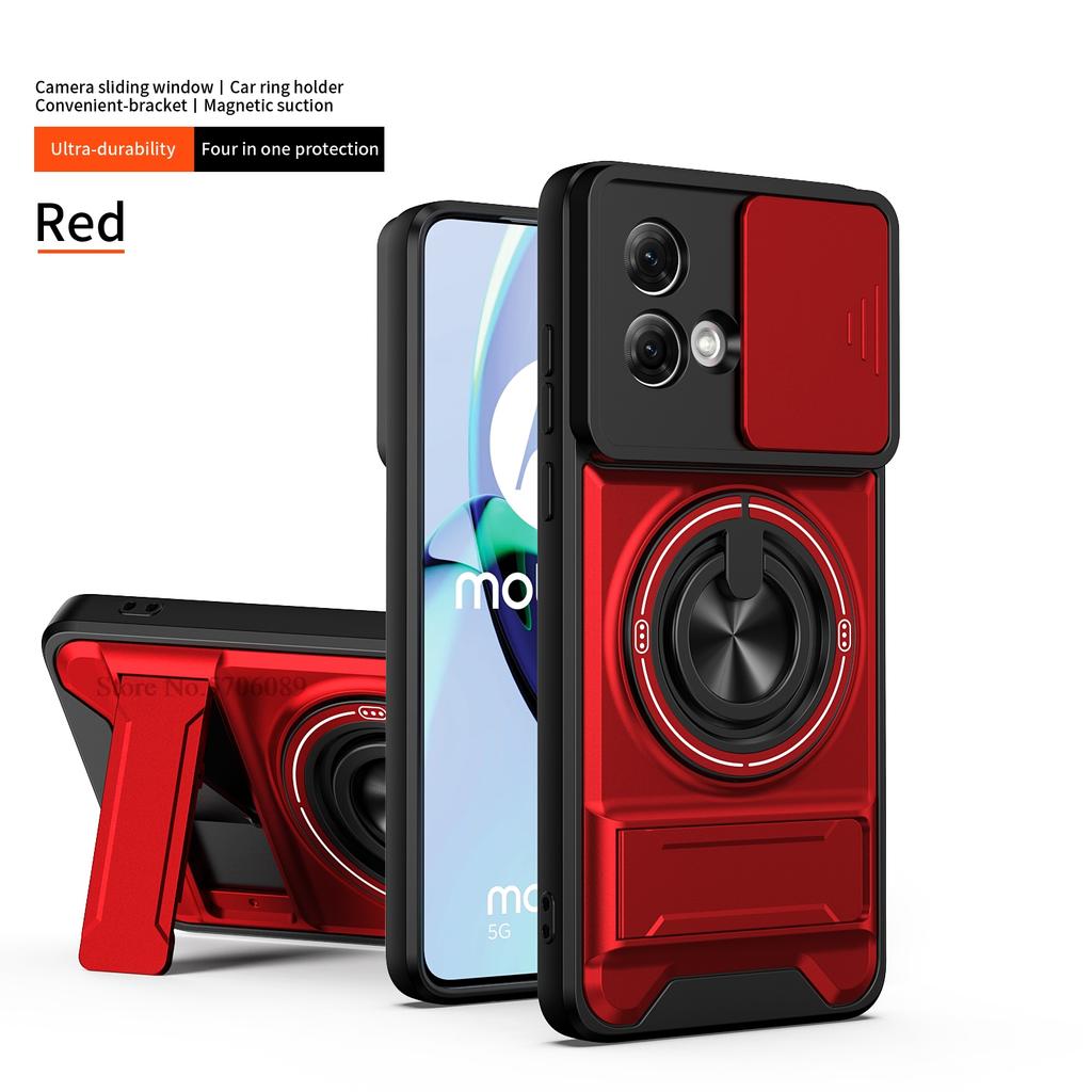 Armor Case For Motorola Edge 50 Fusion Case Shockproof Slide Lens Protector Phone Cover For Moto Edge 50 Fusion Case With Ring