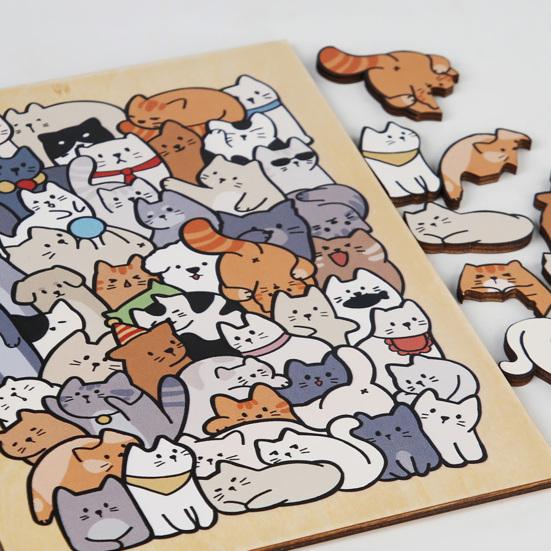 45660 Sets Holz Katze Puzzlebrett mit Rahmen 3D Unregelmäßig Kätzchen Hund Panda Haus Affenkönig