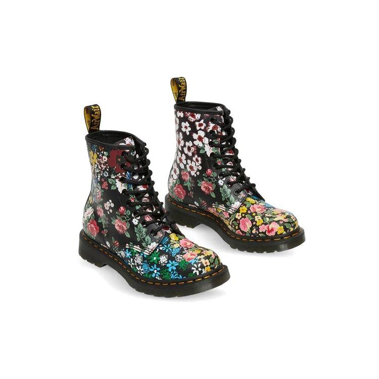 Dr. Martens 1460 Floral Short Boots Women Boots Black White 26920101