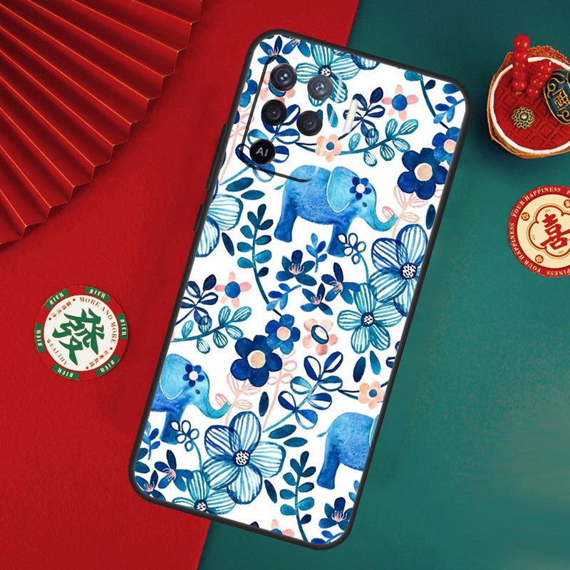 Cute Elephant Cartoon Case For Oppo A80 A40 A60 A6 A5 Pro A15 A16 A17 A57 A94 A74 A54 A76 A96 A18 A38 A58 A78 A98