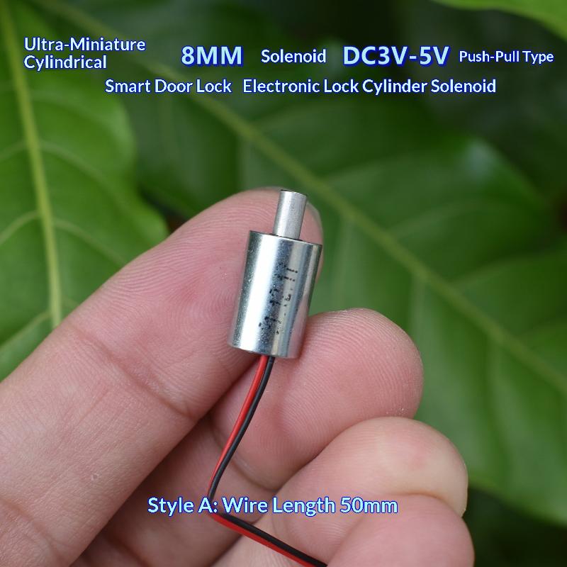 Dc 3V 3.7V 5V Mini Tiny 8Mm Cylindrical Suction Type Push-Pull Linear Solenoid Electromagnet Cylinder Diy Fingerprint Lock