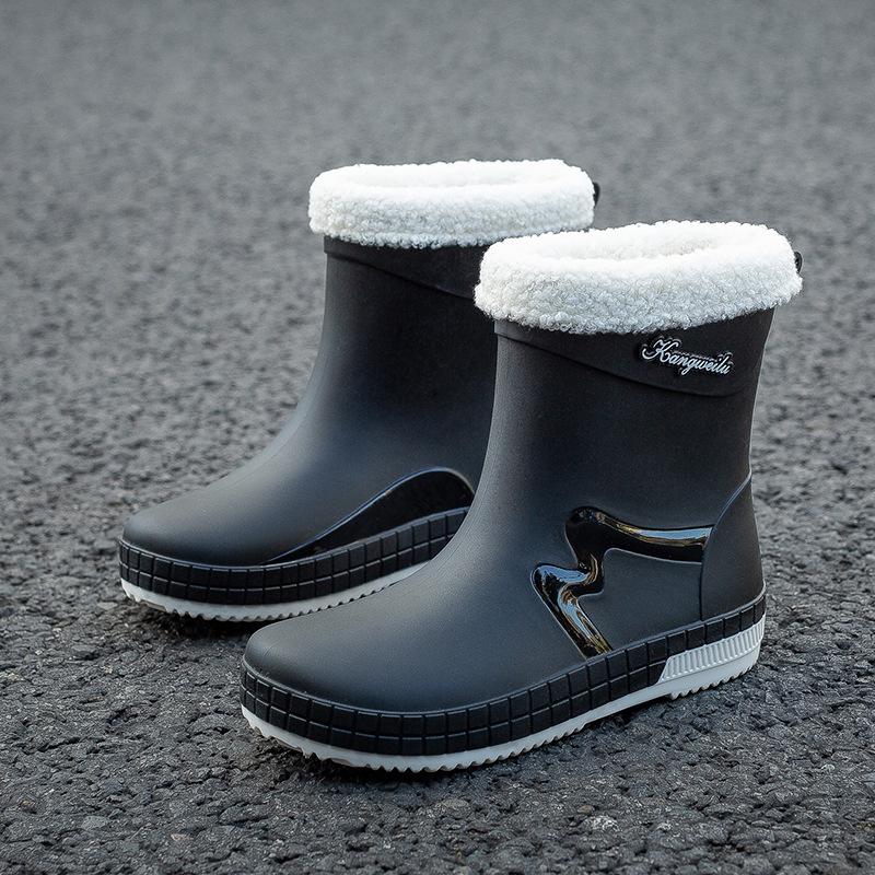 Rain Shoes Women's Fashion Outer Wear Overshoes Lightweight Waterproof Rubber Shoes New Work Non-slip Short Rain Boots