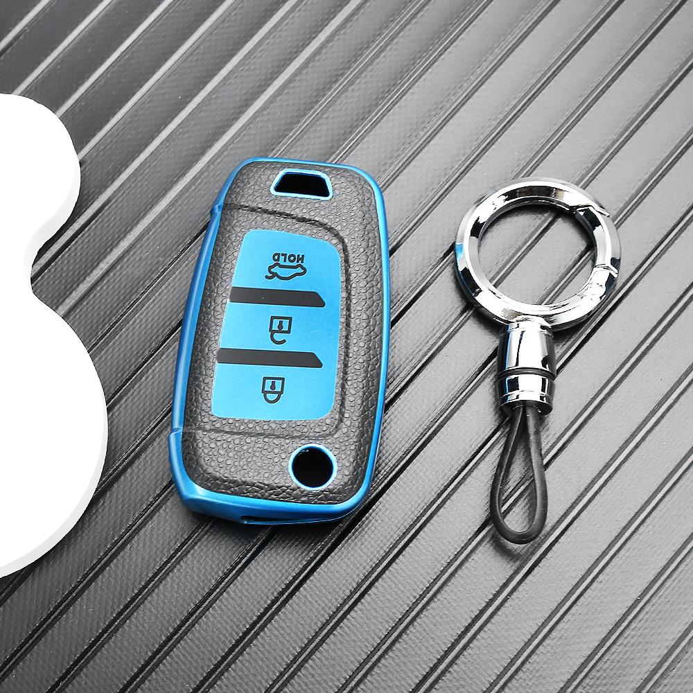 Leather TPU Shell Fob Car Flip Key Case Cover Holder For Hyundai I30 I35 I40 KONA Genesis Santa Fe Elantra Solaris Tucson Azera