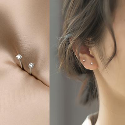 100% 925 Sterling Ezüst Kicsi Cirkónia Kristály Fülbevaló Mini Kristály Diák Fülbevaló Minimalista Ékszer