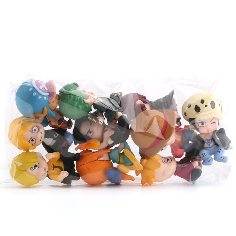 Sada 10 ks Anime One Piece Figurky Hračky Luffy Roronoa Zoro 4cm Q Verze Akční Figurka Kawaii Panenka Dekorace do Auta PVC Model Dárek