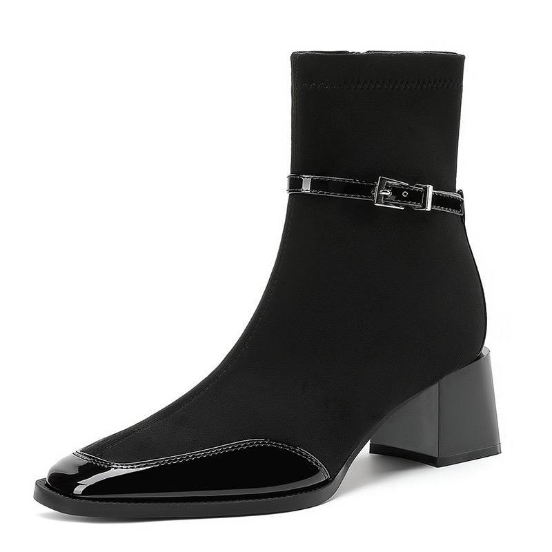 

Women s Boots Fashion Belt Buckle Designer Boots High Quality Suede Casual Short Booties Plush Warm Winter Boots Bottines Femmes 35 чорний