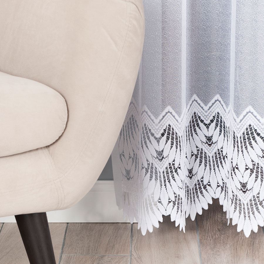 FELICJA - Ready-made jacquard curtain with a straight hem - 300x250 cm - white