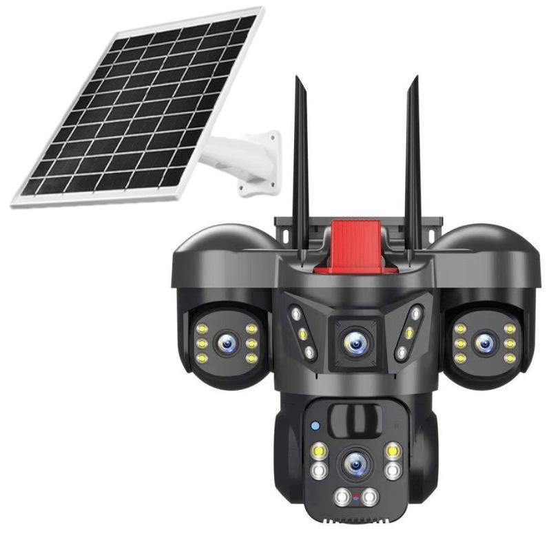 QL21 Triple-Lens 360° Wireless Solar PTZ Camera with Three Screens and WiFi/4G Monitoring