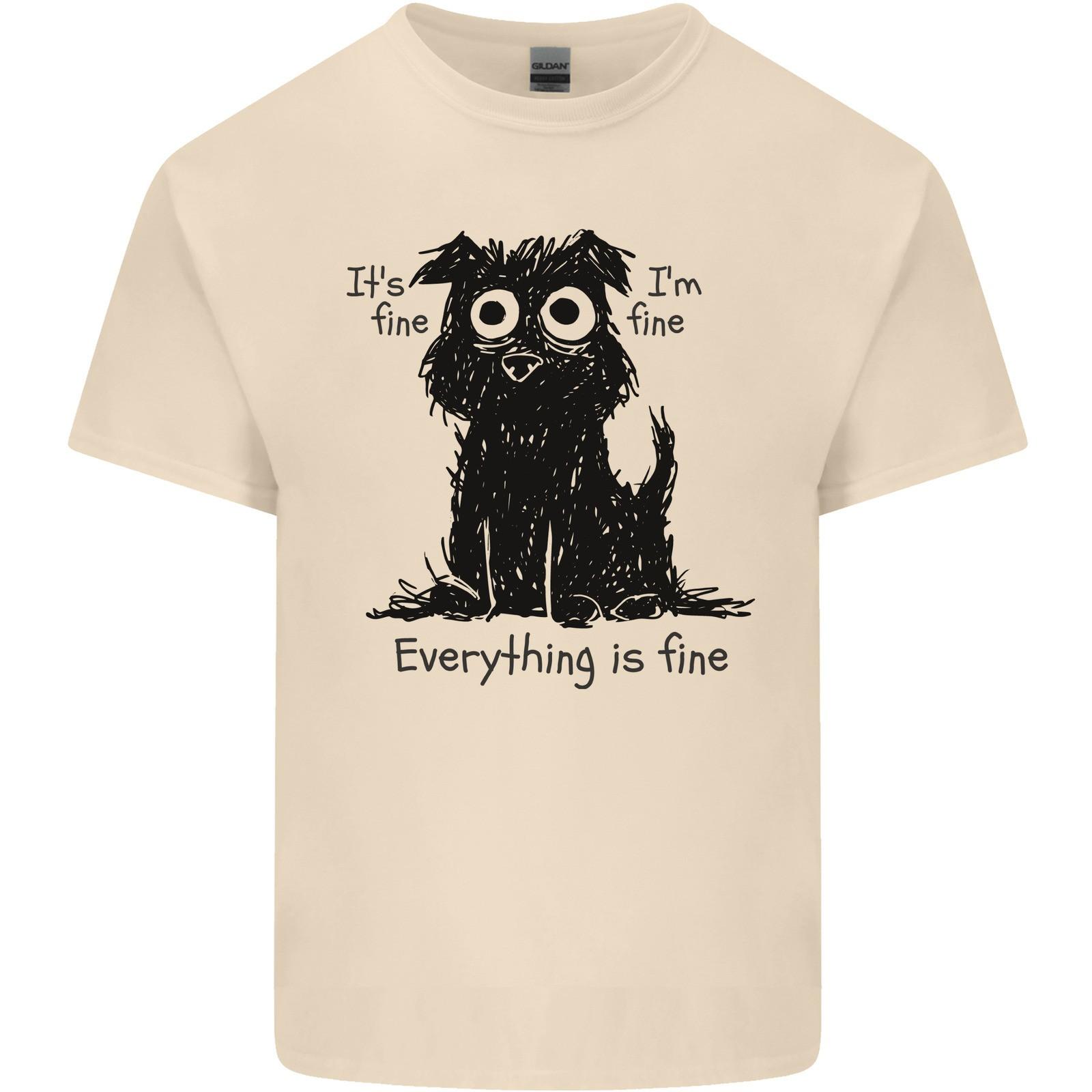 Dog I m Fine Everything is fine Funny dog Mens Light Cotton T-Shirt XL