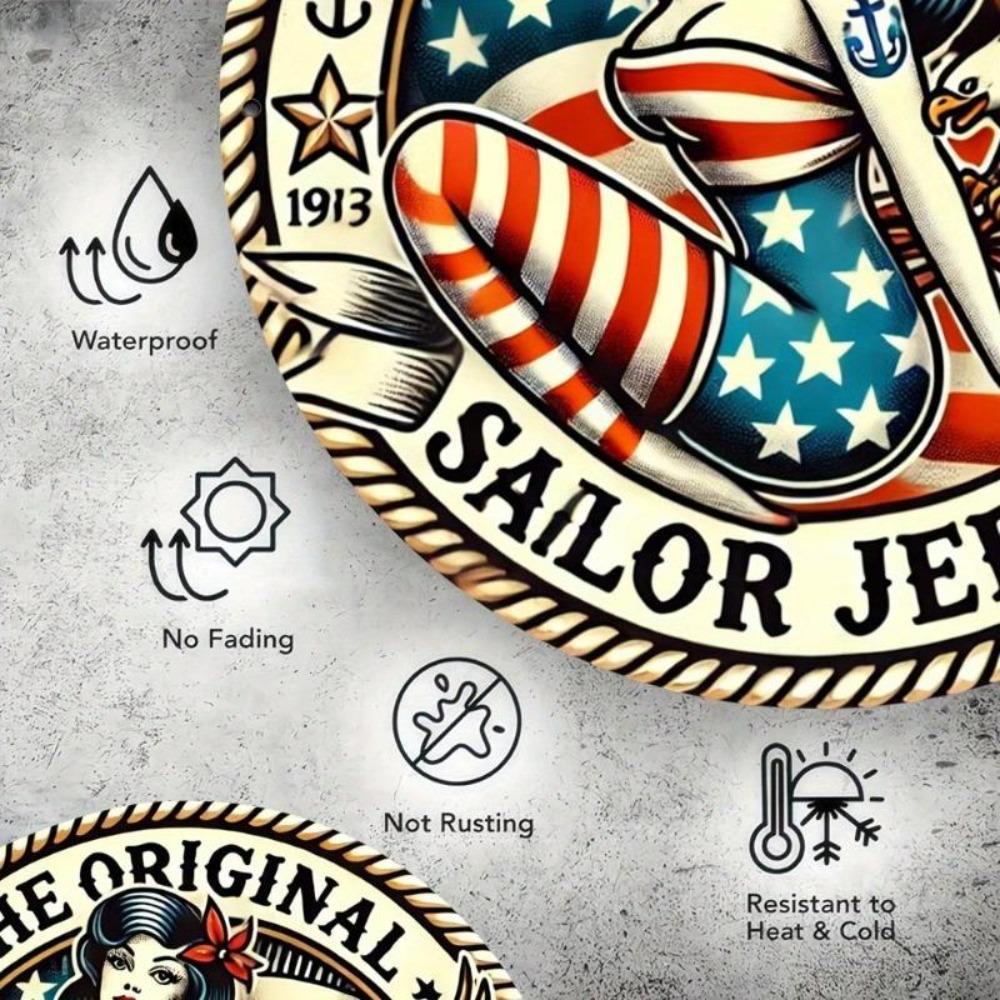 Sailor Jerry Vintage Metal Tin Sign 8x8 Inch Retro Wall Art Home Bar Kitchen Decor Man Cave