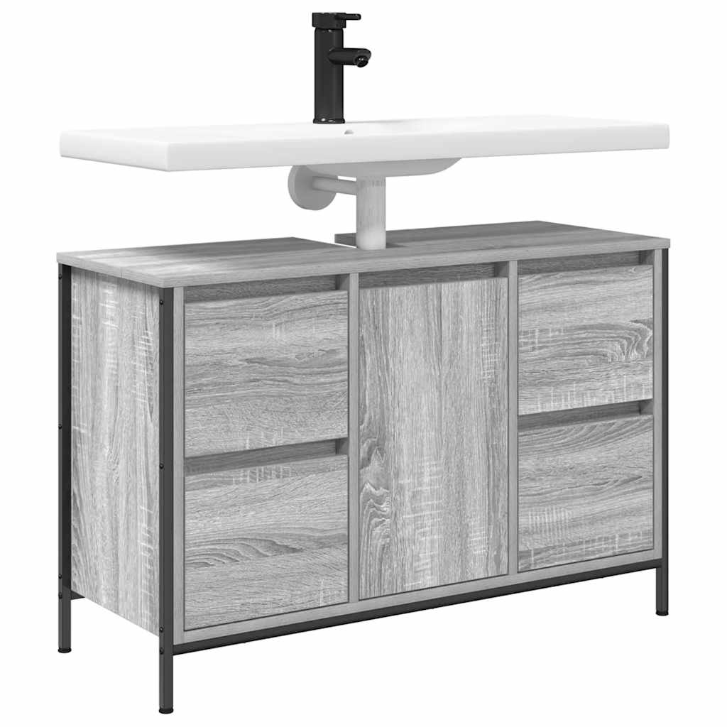 Grey Sonoma Bathroom Vanity Cabinet with Drawers 90 X 34.5 X 60 Cm
