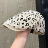 Women S Retro Leopard Print Suede Short Brim Cap Korean Style Casual Hat