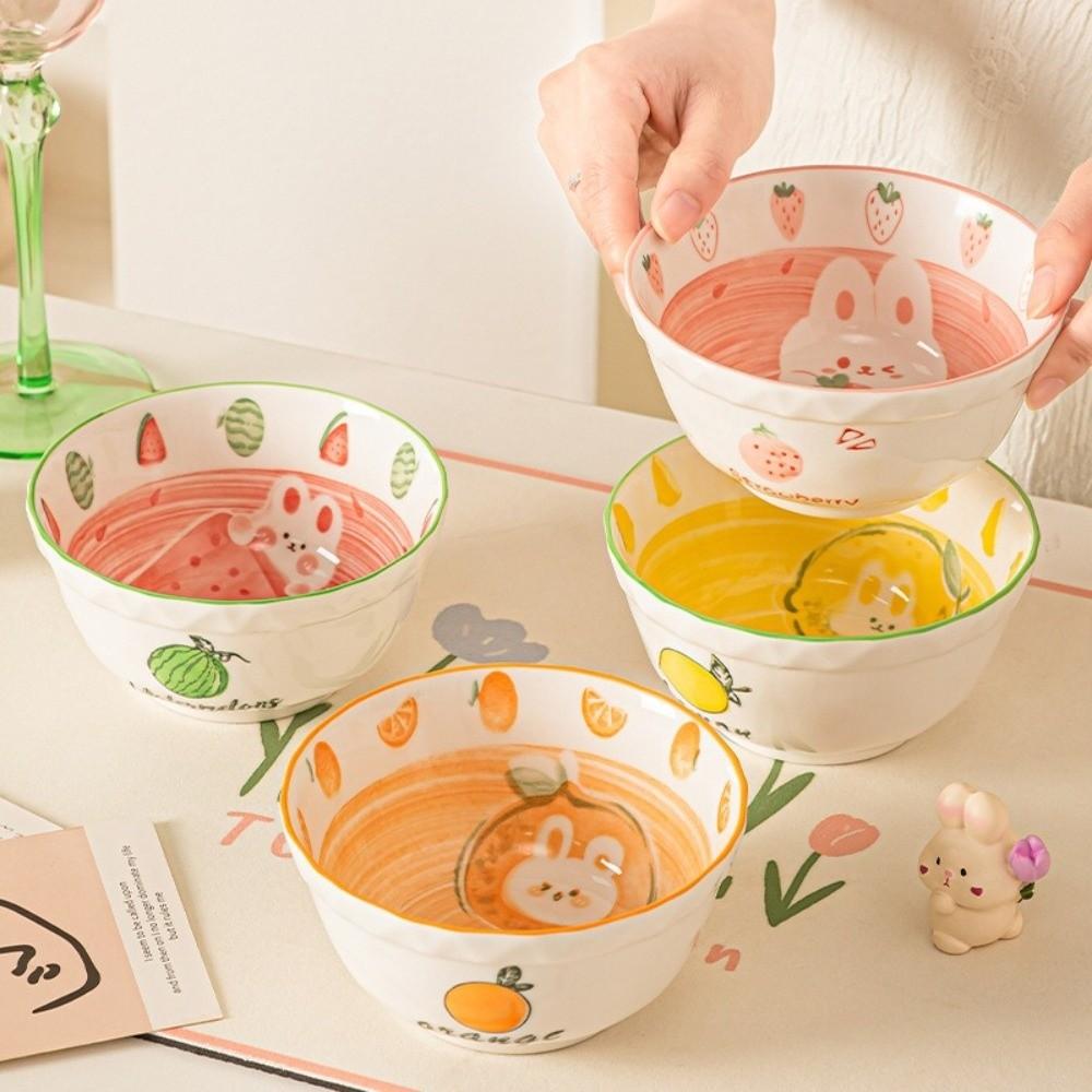 Cartoon Rice Bowl Under Glaze Color Soup Bowl Instant Noodle Bowl Ceramic Bowl  Gift