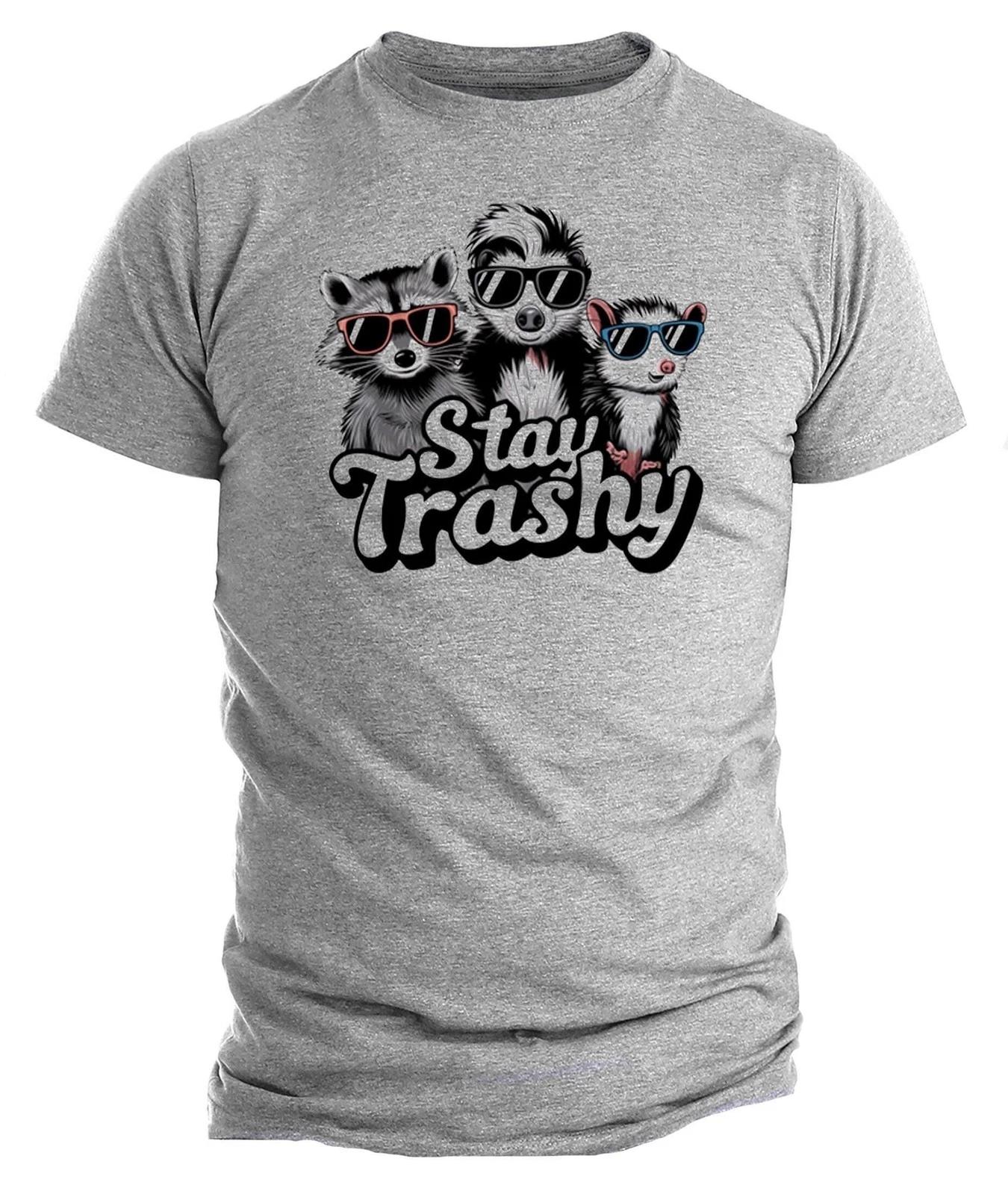 Stay Trashy T-T-shirt – Funny Raccoon, Opossum & Skunk Retro 90s Tee, Boho Animal XL