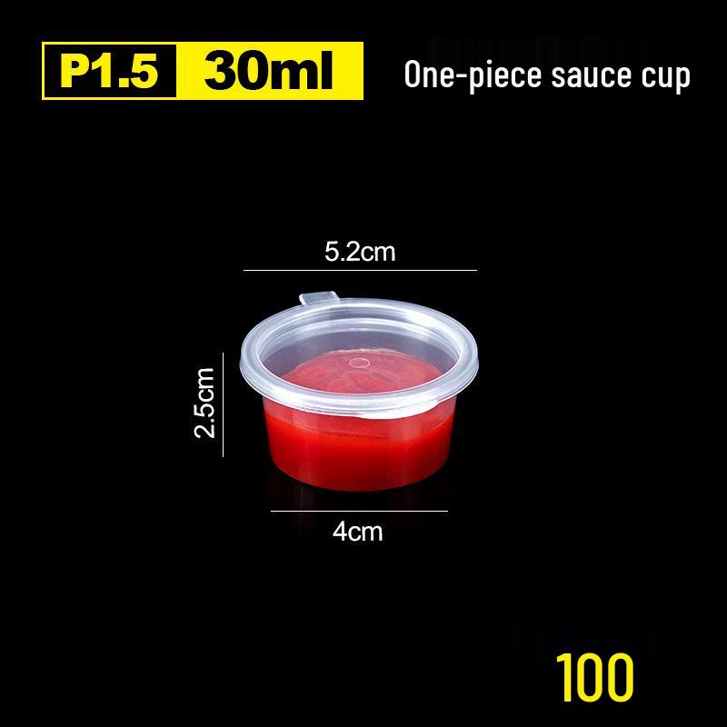 100 Tazzine di Plastica Monouso per Salse con Coperchio - Ideali per Polpa di Frutto della Passione, Salsa Piccante, Salsa di Soia e Condimenti