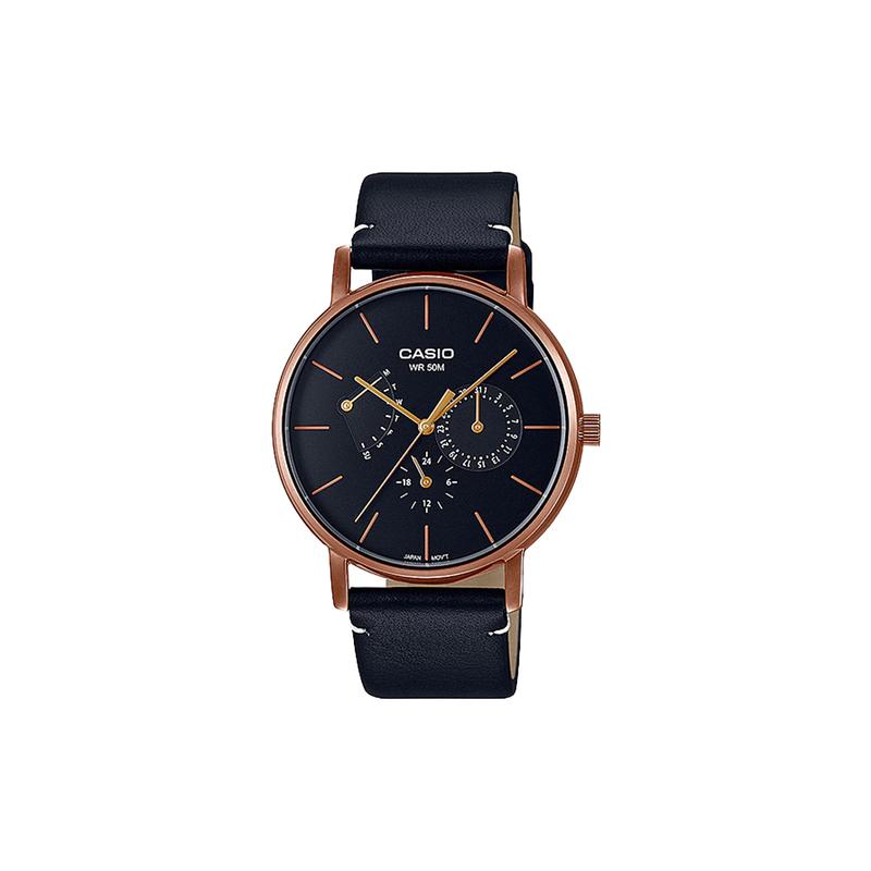 

Casio STANDARD Series Fashionable Business Retro Classic Three Eyes and Six Needles Quartz Movement Genuine Leather Strap Japanese MTP-E320RL-1EVDF чёрный