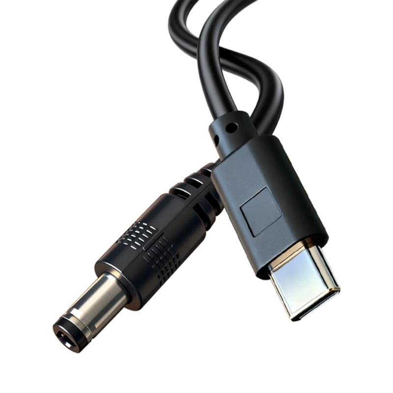 5.5x2.5mm Round End Power Cable with USB C Input, Center Positive Cord for Compatible Equipment, 1 Meter Length