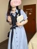 Korean Style Striped Patchwork Two-Piece Dress for Women - Summer Mid-Length Skirt