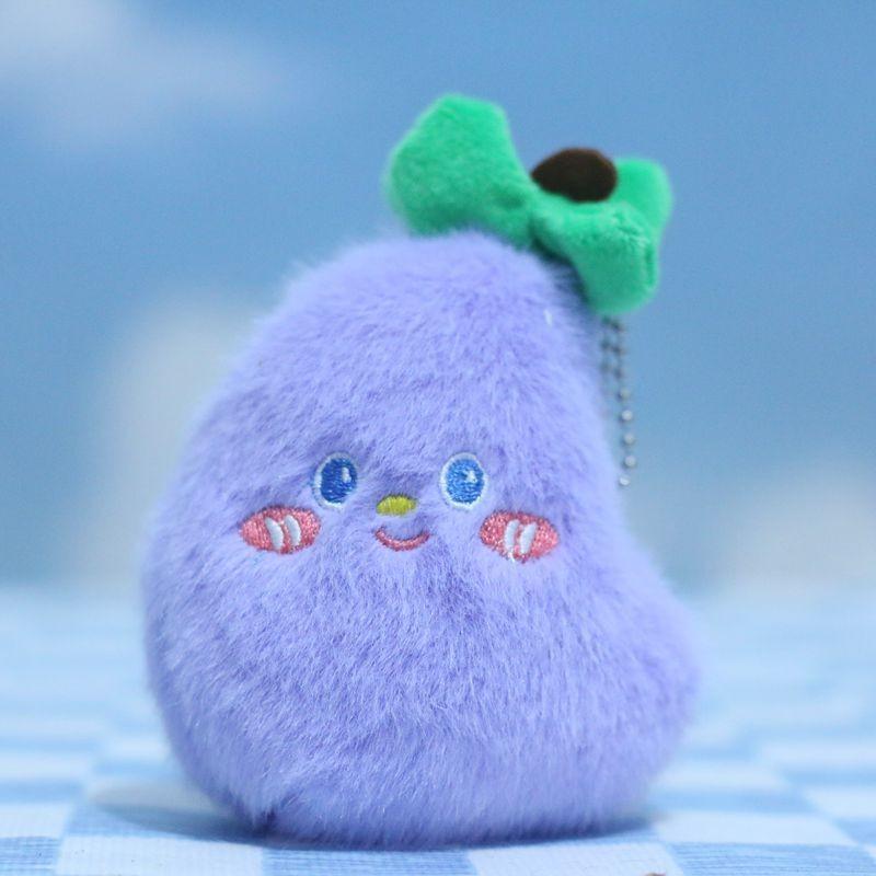 Adorable Cartoon Style Mini Fruit And Vegetable Plush Doll Keychain For Kids