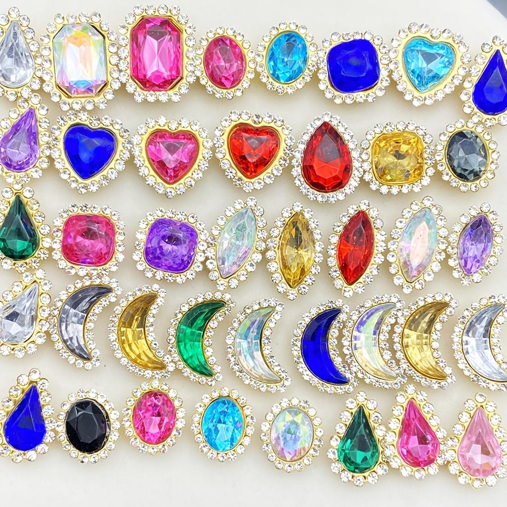 

Набор из 50 шт. украшений из хрустальных страз смешанных цветов, металлические пришивные украшения с лапками для модной одежды, обуви, шляп, сумок, для DIY