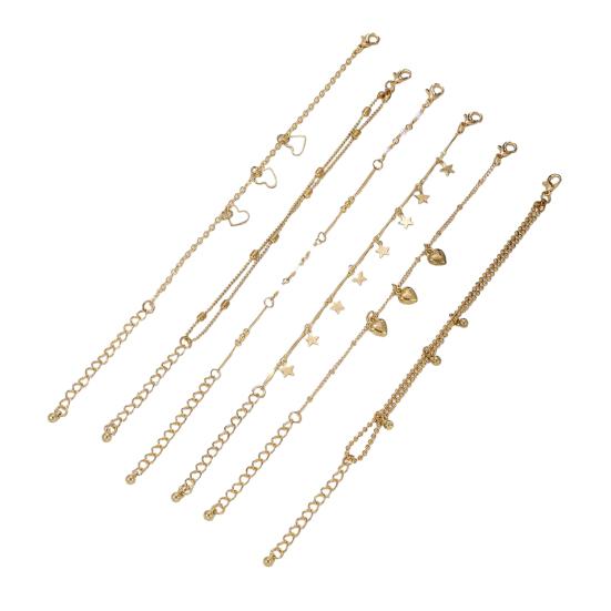 6 Layer Bracelet, Adjustable Tail Chain, Alloy Plating Wear-Resistant Multi-Layered Bracelet, Korean Style Bracelet for Women