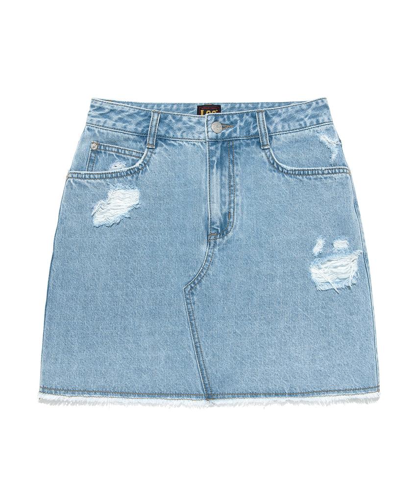 Lee Denim Damaged Mini Skirt Indigo Light