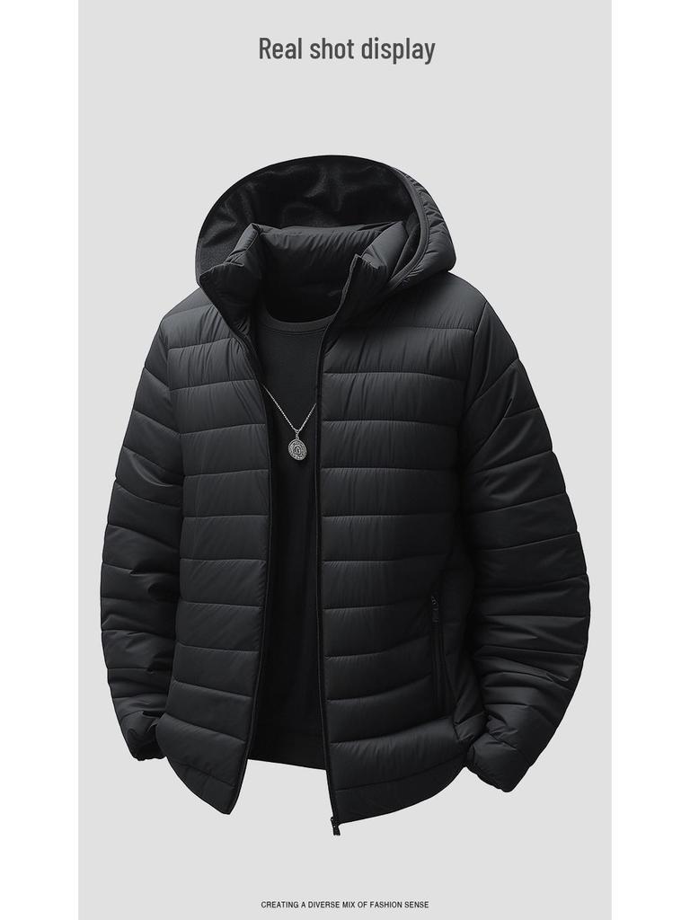 2025 Men's Lightweight Hooded Cotton Jacket - Winter Style, Fashion-Forward, Perfect for Running, Casual, and Thin Yet Warm.