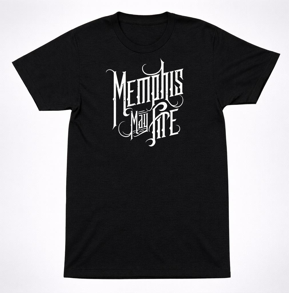 Memphis May Fire MMF Script Logo T-Shirt Black Metalcore Band Emo Rock Tee S разноцветный