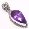 Natural African Amethyst Gemstone 925 Solid Sterling Silver Pendant 1.50" Y3J89