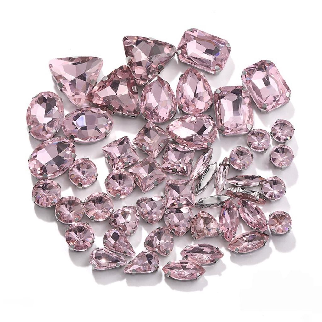 Factory Hot Sale Rhinestones Popular Colors Mix Shapes Sew On Rhinestones Claw Glass Rhinestones for Wedding Dress