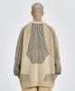AJOBYAJO Paneled Mixed Knit Sweater [Beige]