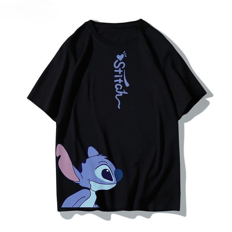 

Stitch Women T-shirt Disney Short Sleeve Cartoon Print T-shirt Casual Fashion Men s Summer Oversized Clothing Couple Top T-Shirt 4XL