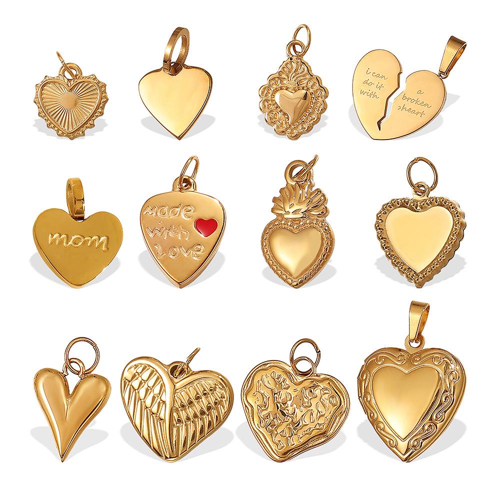 European & American Style Heart-Shaped Rhinestone Stainless Steel Pendant Necklace Accessories