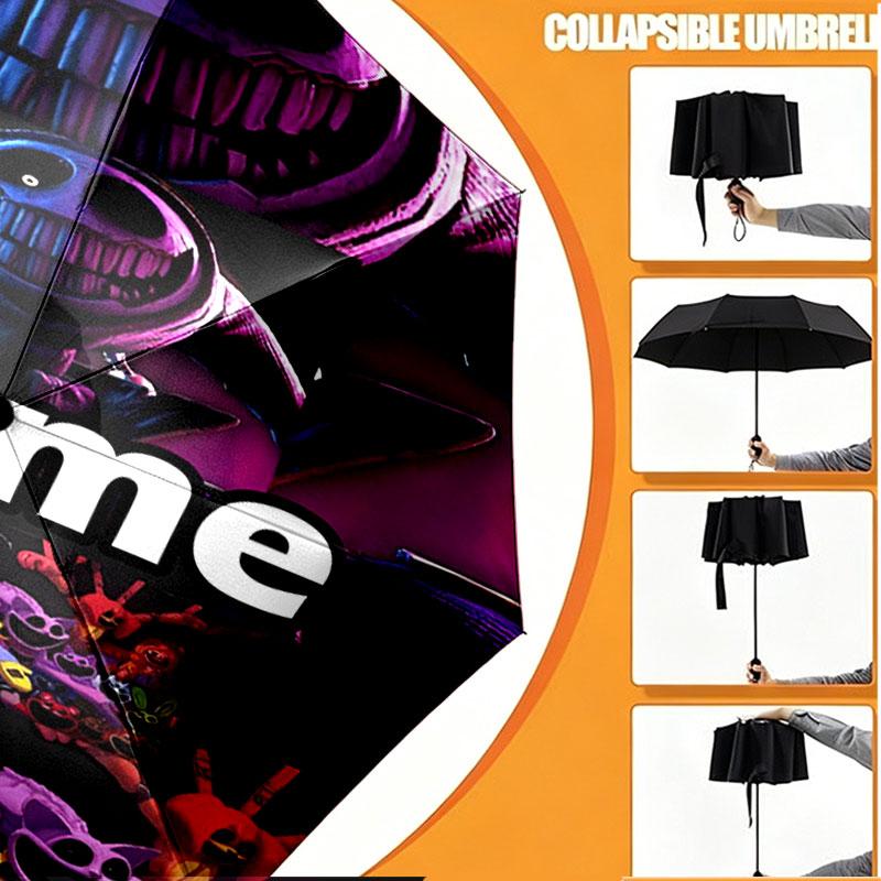 Custom Name Personalized Poppy Playtime Print Umbrella, Auto Open Close, 8‑Rib Sturdy Frame, Commute Camping Hiking Use, Birthday Gift