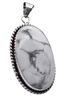 Howlite Natural Gemstone Antique Silver Plated Pendant 2.25" J 1629