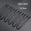 Black U-Shaped Hairpin: 2-Prong Insert Comb for Secure Bun & Ponytail Styling Without Hair Damage