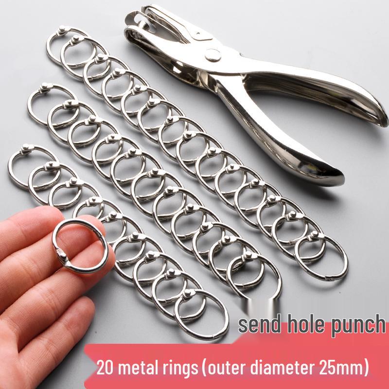 100 Loose Leaf Binder Rings and Hole Puncher Binding Tool Set