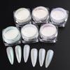 White Chrome Pearl Nail Powder Shimmer Glitter Wedding Bride Nail Design Aurora Rubbing Dust Mirror Effect Fairy Powder