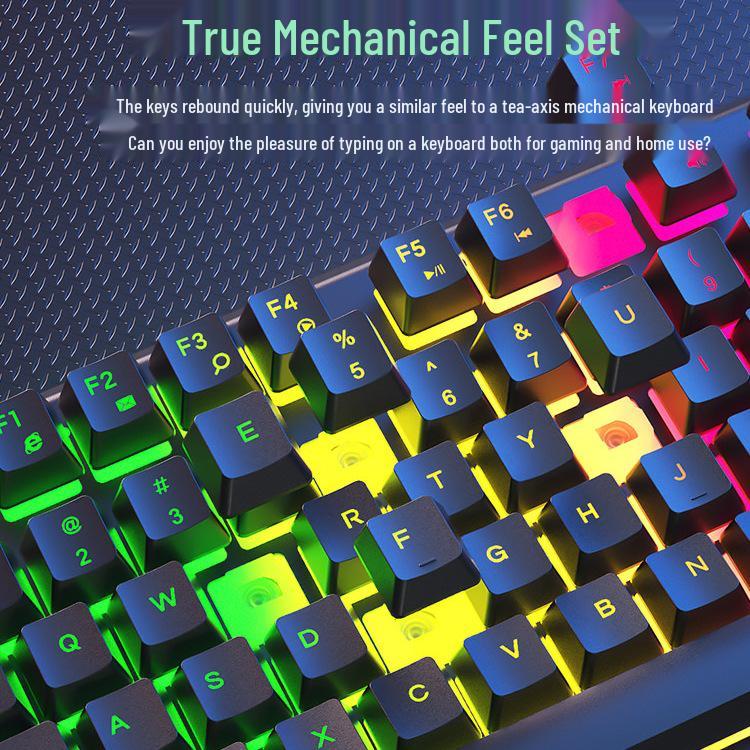 Silent Mechanical-Feel Wired Keyboard & Mouse Set for Gaming and Office