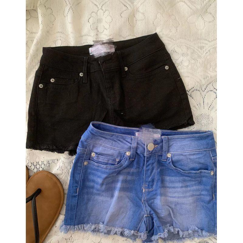 

@ Wai Торговый Заказ Американские Острые Средняя и Низкая Посадка Джинсовые Супершорты с Необработанным Краем Black (Flaw 13 yards