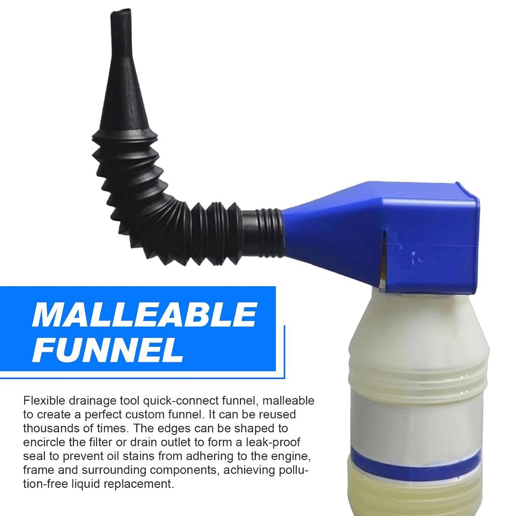 Pack-2 Auto Plastic Flexible, Hand-Free Funnel with Extendable Spout, Draining Tool Snap, Universal Oil Funnel for Oil Change for Cars Motorcycles