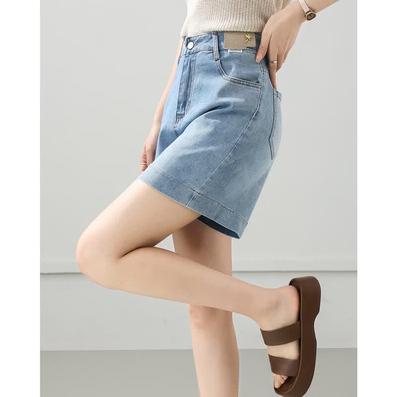 TERRE BLEUE Women's High-Waisted Denim Shorts