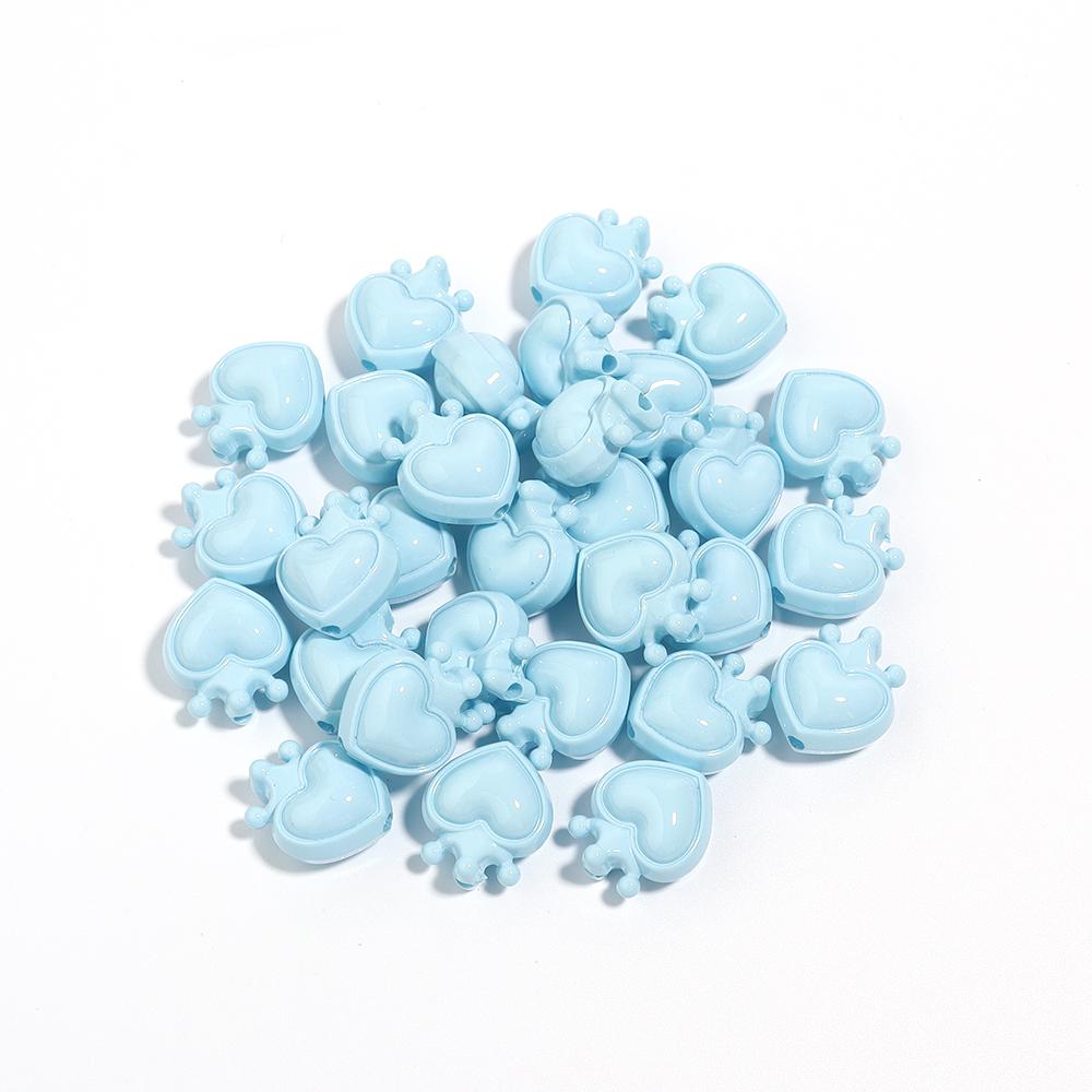 10Pcs 19x17mm Acrylic Beads Colorful Crown Heart Shaped Loose Beads For DIY Cute Bracelet Phone Chain Jewelry Accessories