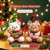 Red Christmas Bear Pendant Soft Plush Santa Keychain Creative Christmas Tree Pendant  Friends