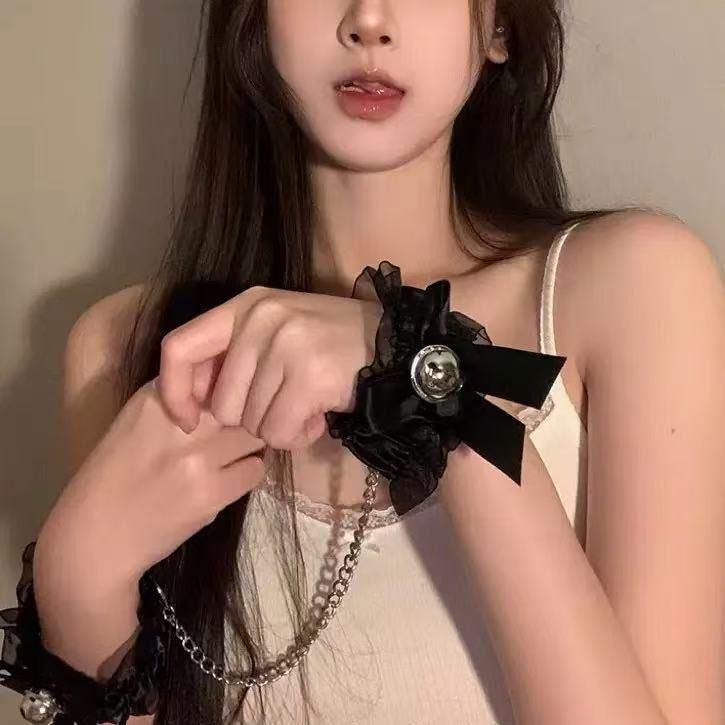 Adjustable Kitten Lolita Necklace with Clavicle Bell and Garter Leash - Japanese Chain and Lace Design Erotic Jewelry
