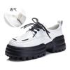 Leather dad shoes women's 2025 spring new women's platform heightening small leather shoes versatile casual shoes thick heel single shoes