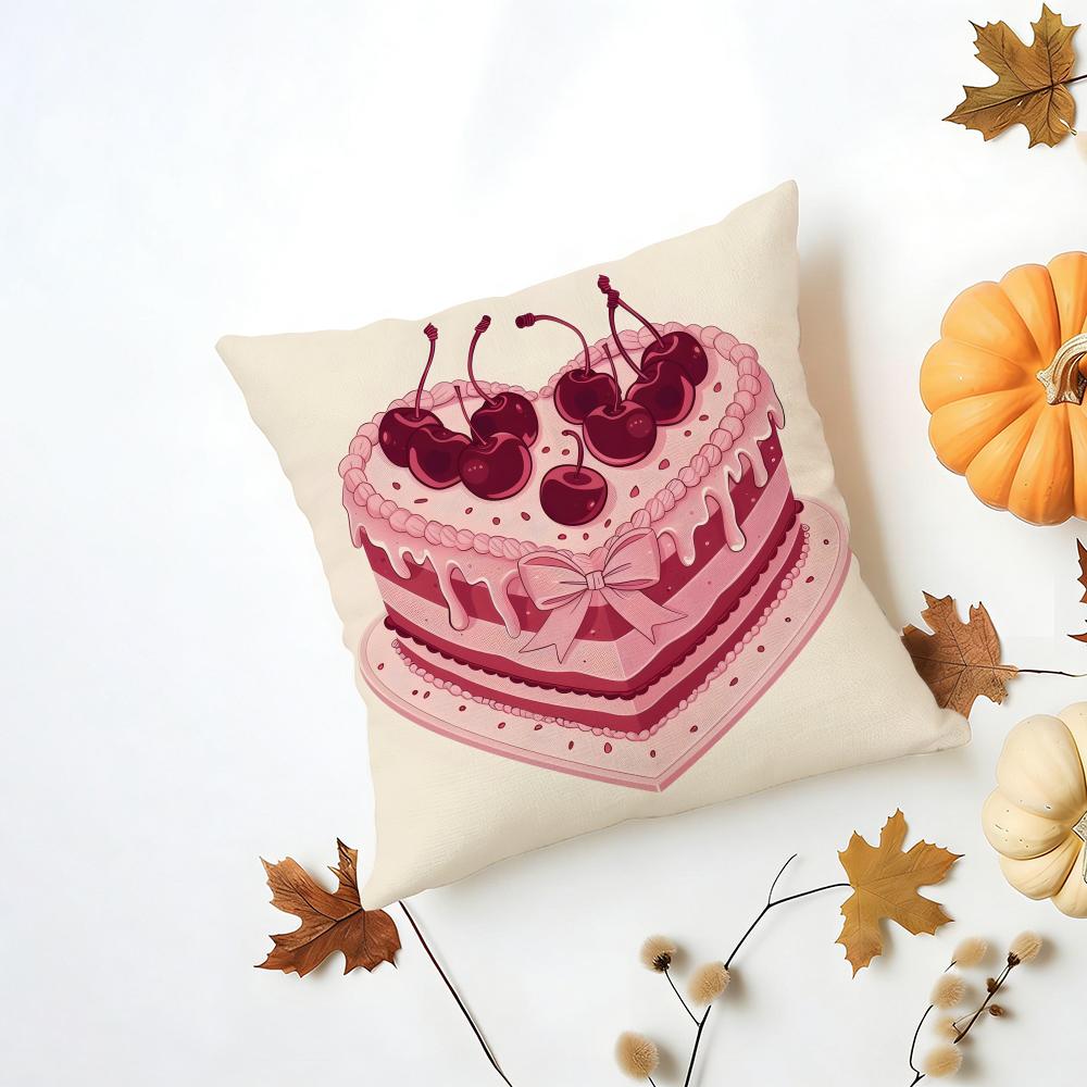 Casual Red Pink Fashion LOVE Style Cushion Cover Washable Linen Pillowcase Soft for Daily Sofa Bed Home Room Decor
