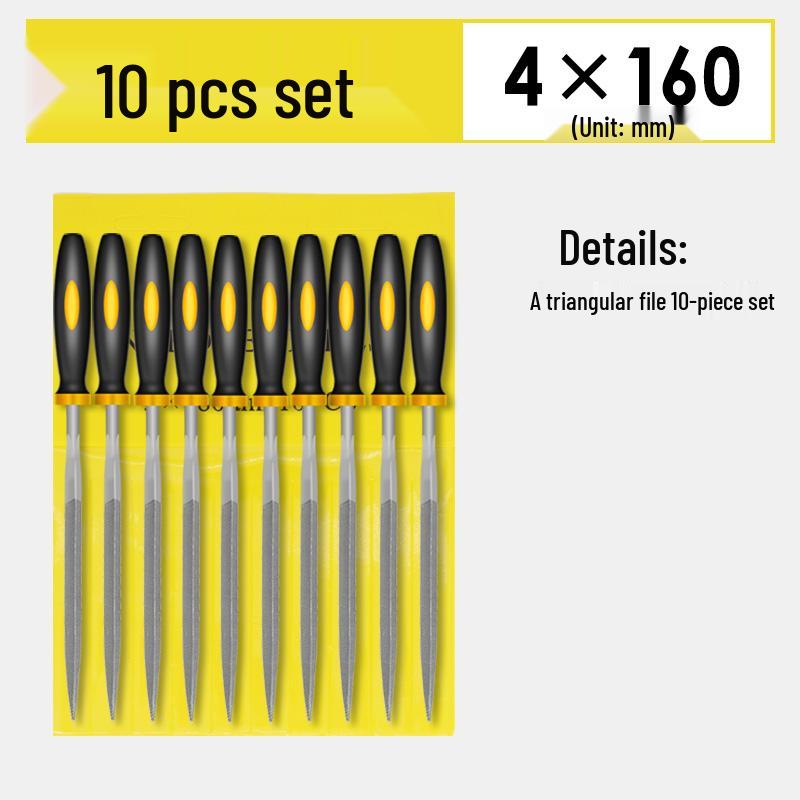 Mini Assorted Steel File Set: Triangular & Flat Files for Metal & Wood Grinding
