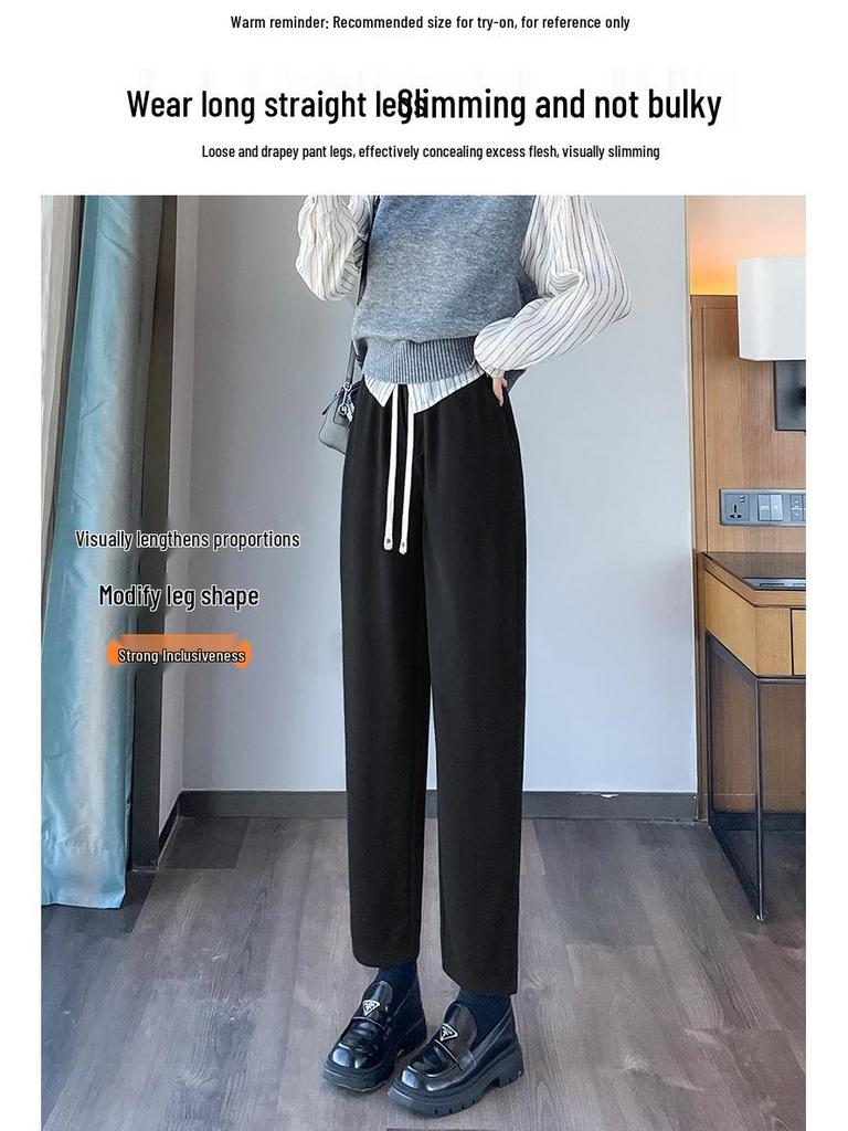 High-Waisted White Fleece-Lined Wide-Leg Women's Straight-Leg Pants, Winter 2025 Collection